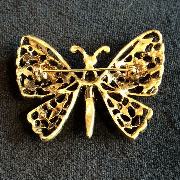 Vintage New Austrian Crystal Butterfly Brooch - Picture 3 of 4